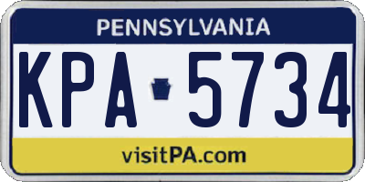 PA license plate KPA5734