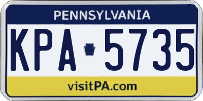 PA license plate KPA5735