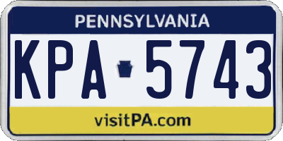 PA license plate KPA5743