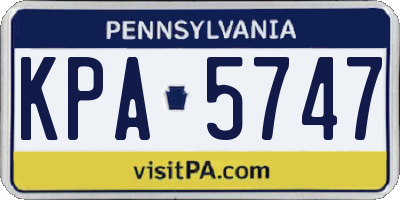 PA license plate KPA5747