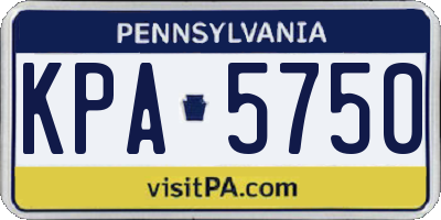 PA license plate KPA5750