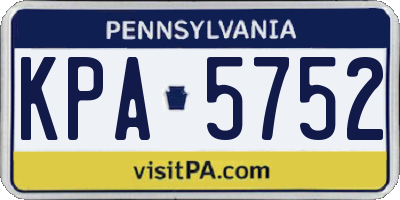 PA license plate KPA5752