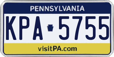 PA license plate KPA5755