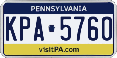 PA license plate KPA5760