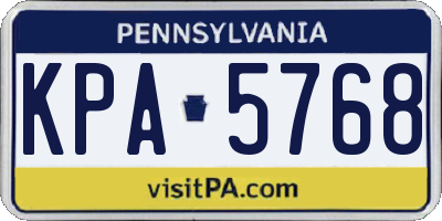 PA license plate KPA5768