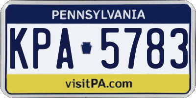 PA license plate KPA5783