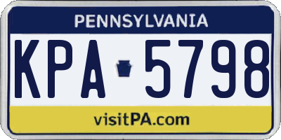 PA license plate KPA5798
