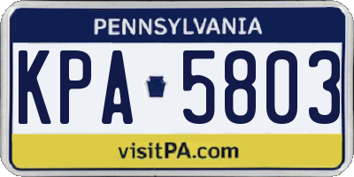 PA license plate KPA5803