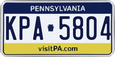 PA license plate KPA5804