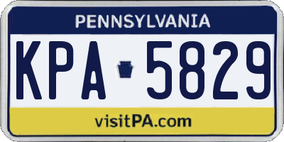 PA license plate KPA5829