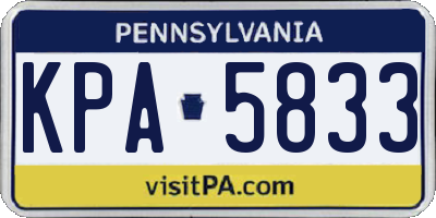 PA license plate KPA5833