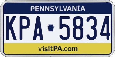 PA license plate KPA5834