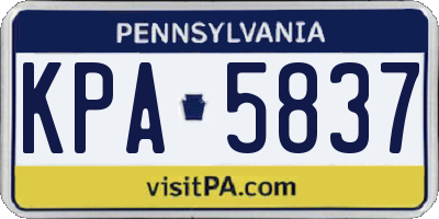 PA license plate KPA5837