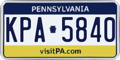 PA license plate KPA5840