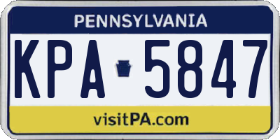 PA license plate KPA5847