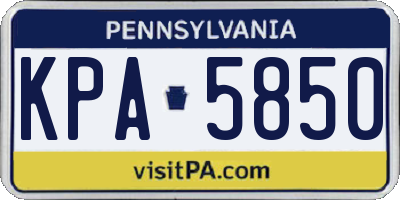 PA license plate KPA5850