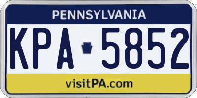 PA license plate KPA5852