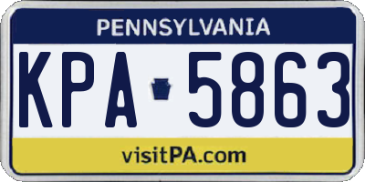 PA license plate KPA5863