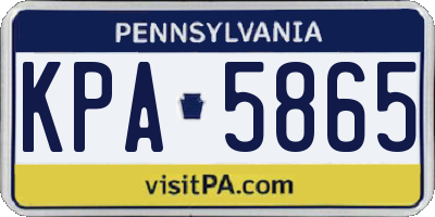 PA license plate KPA5865