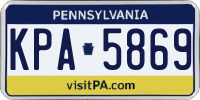 PA license plate KPA5869