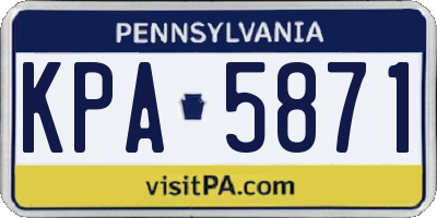 PA license plate KPA5871