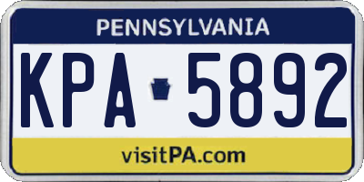 PA license plate KPA5892