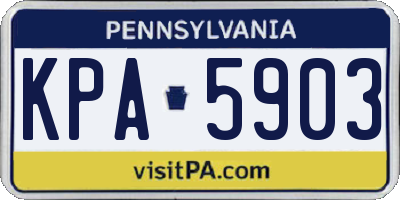 PA license plate KPA5903