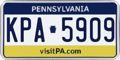 PA license plate KPA5909