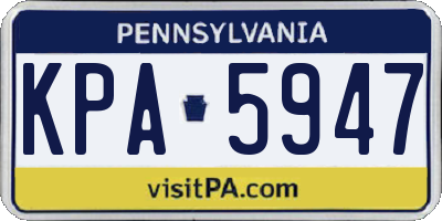 PA license plate KPA5947