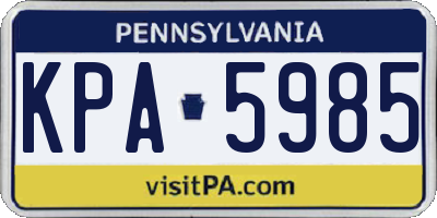 PA license plate KPA5985