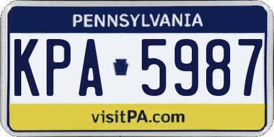 PA license plate KPA5987