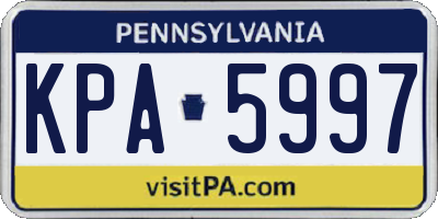 PA license plate KPA5997