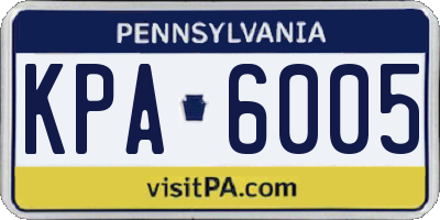 PA license plate KPA6005