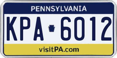 PA license plate KPA6012
