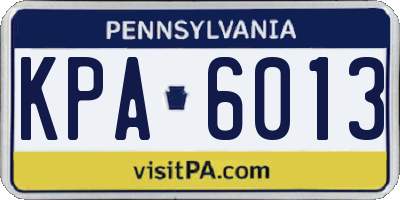 PA license plate KPA6013