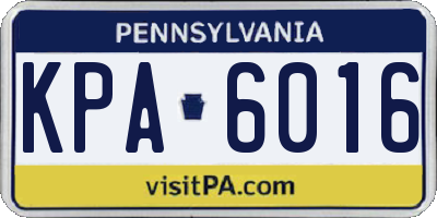 PA license plate KPA6016