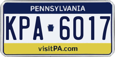 PA license plate KPA6017