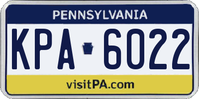 PA license plate KPA6022