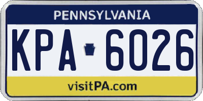 PA license plate KPA6026