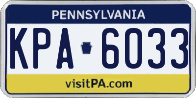 PA license plate KPA6033