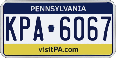 PA license plate KPA6067