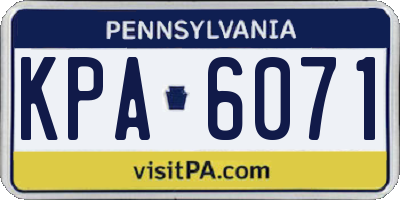 PA license plate KPA6071