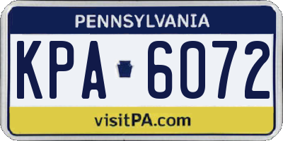 PA license plate KPA6072