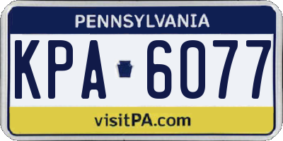 PA license plate KPA6077