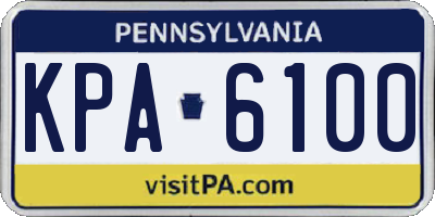 PA license plate KPA6100