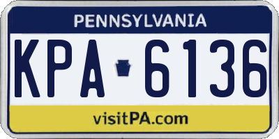 PA license plate KPA6136