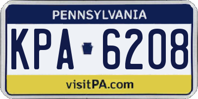 PA license plate KPA6208