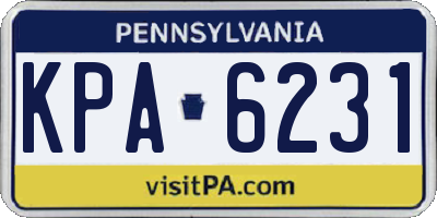 PA license plate KPA6231