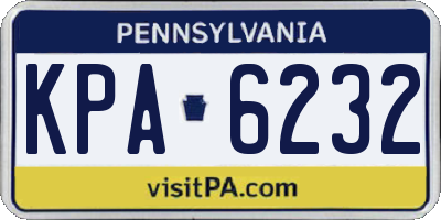 PA license plate KPA6232