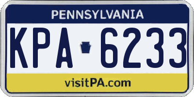 PA license plate KPA6233